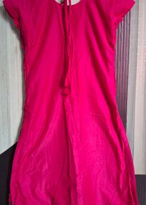 ​Rani Pink Embroidered Kurti &amp; Salwar Set