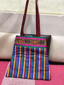 Vibrant Embroidered Tote Bag