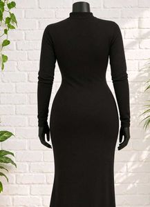 Elegant Black Long Sleeve Maxi Dress
