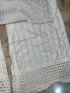 Elegant White Chikankari Kurta Set