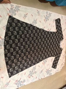 Elegant Black Elephant Print Kurta