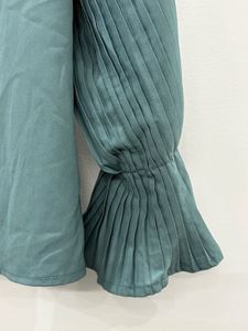 Sage Green Accordion Pleated Sleeve Blou