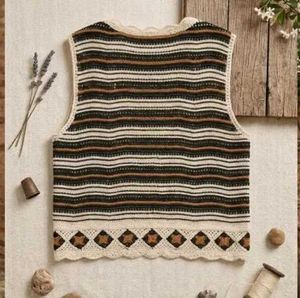 Boho Striped Crochet Vest