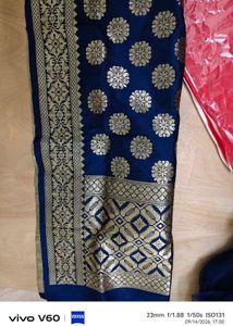 Elegant Blue &amp; Gold Banarasi Silk dupatta