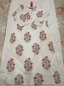 White Floral Print Kurta set