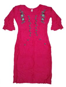 Vibrant Pink Embroidered Kurta