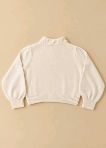 CREAM KNIT POLO SWEATER