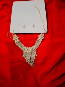 Sparkling Rhinestone Necklace and Earring Set