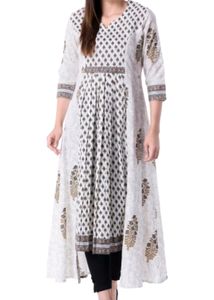 Khushal K Women Floral Print Cotton Blend Trail Cut Kurta