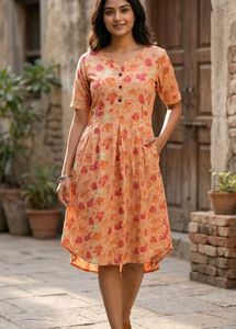 Charming Floral Print Dress(L)