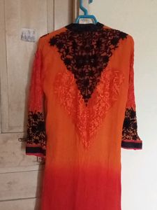 Orange Kurta With Dupatta