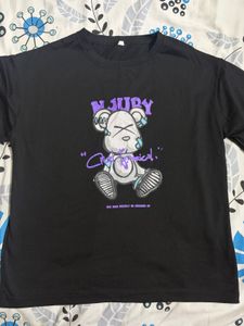 Black Graphic Print Oversized T-Shirt