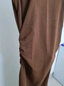 Brown Ruched Midi Dress