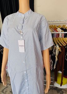 Striped Button-Up Shirt Dress