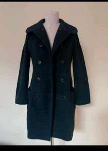 Chic Double-Breasted Teal Coat