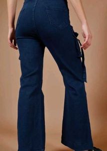 Deep Dark Blue Bootcut Cargo Jeans