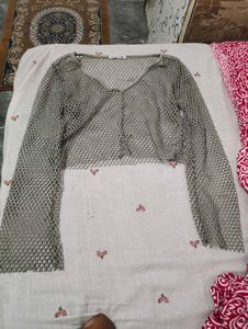 Sheer Mesh Long Sleeve Crop Top