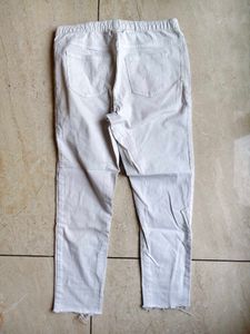 White High Waisted Cropped Pants
