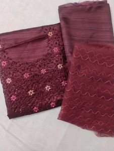 Embroidered Unstitched 3 piece Kurta Set