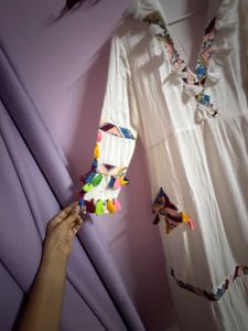 bohemian Embroidered White Tassel Dress