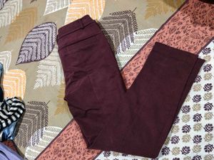 Burgundy Casual Pants winter waist 28-30