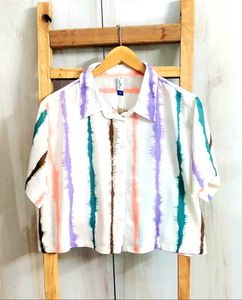Stylish Striped Button-Up Shirt Size-44