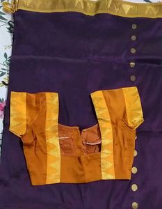 Designer Purple Saree with Orange Blouse
