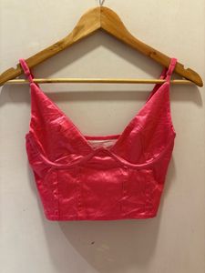 Hot Pink Satin Corset Top