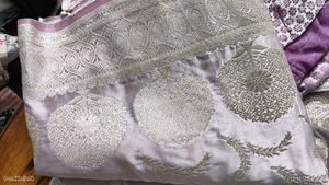 Elegant Lavender Silk Saree with stiched blouse