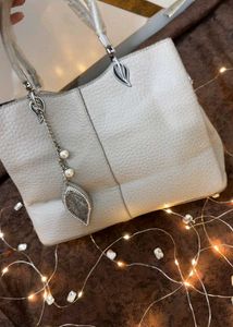 Chic White Leather Tote Bag