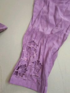 Purple Embroidered Kurta  set suit