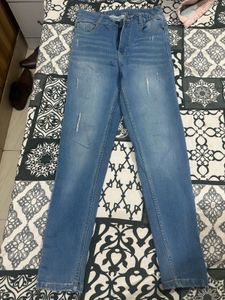 Blue Distressed Denim Jeans