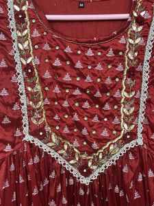 New heavy Maroon Kurta gown with Dupatta