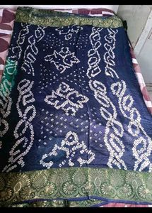 Elegant Blue &amp; Green Bandhani Saree