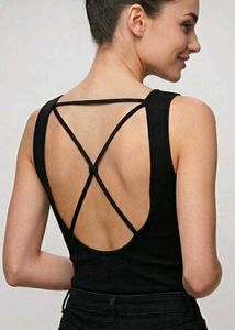Chic Black Backless Tank Top