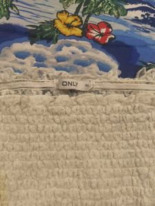 ONLY Cream Textured Smocked Top