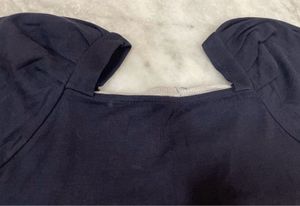 Navy Blue Puff Sleeve Top
