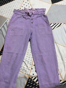 Lavender Paperbag Waist Jeans