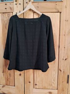 Elegant Black Mesh Blouse