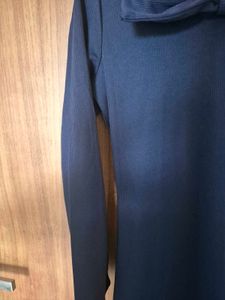Elegant Navy Blue Dress with Bow Detail