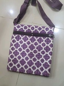 Purple &amp; White Patterned Crossbody Bag