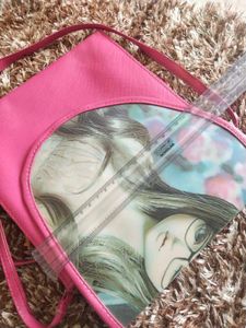 Cute Pink Sling Bag with Artistic Print