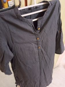 Grey Colour Kurti With 3/4th Sleeve And A Pocket