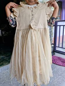 Cute Baby Girl's Beige Dress