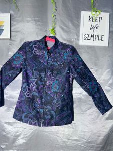 Paisley Print Zipper Jacket