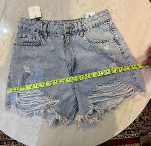 Light Wash Ripped Denim Shorts