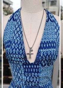 y2k indigo collage reversible GEET halter top
