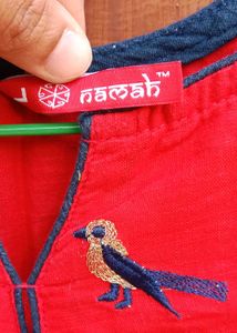 Red  Embroidered Kurti