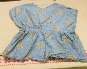Stylish Blue baby top with Gold Print