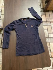Navy Blue Long Sleeve Top